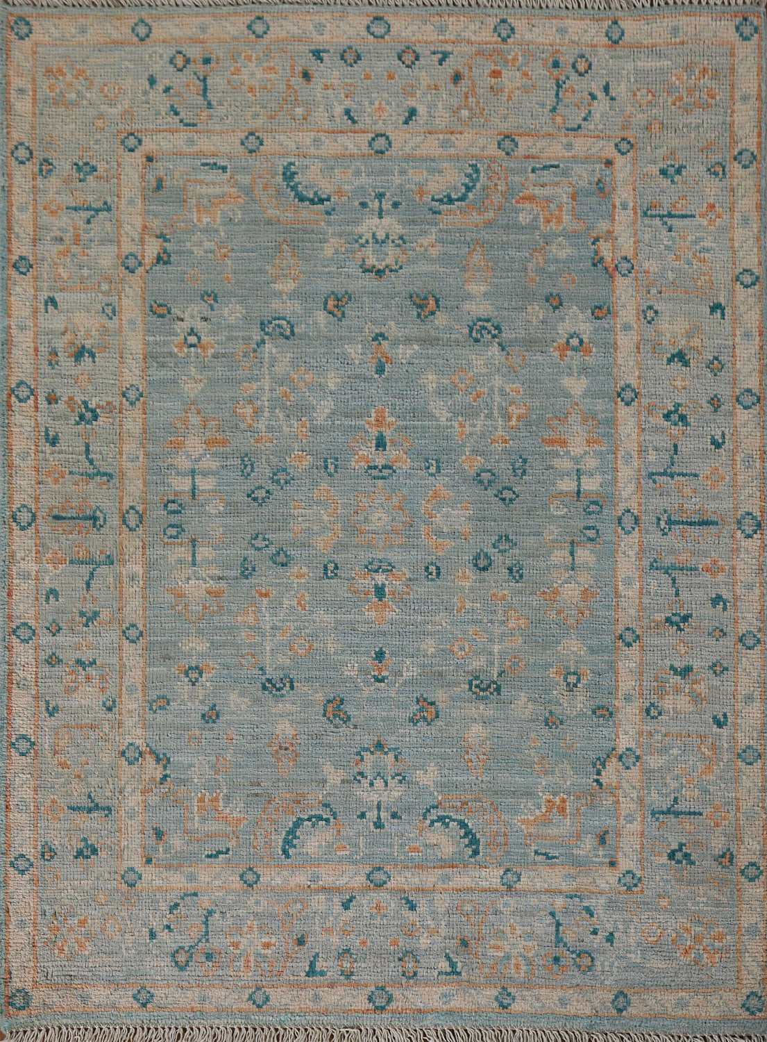 Vegetable Dye Oushak Turkish Foyer Rug 3x4