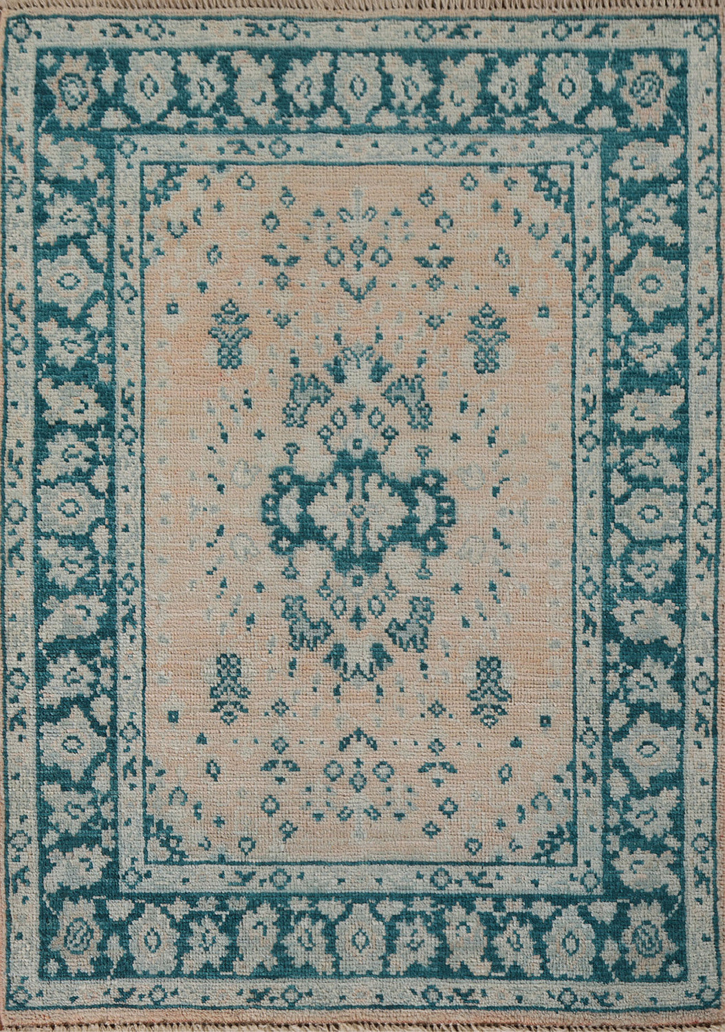 Vegetable Dye Oushak Turkish Foyer Rug 3x4