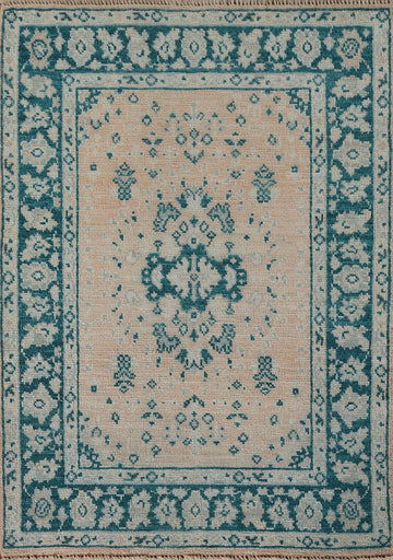 Vegetable Dye Oushak Turkish Foyer Rug 3x4