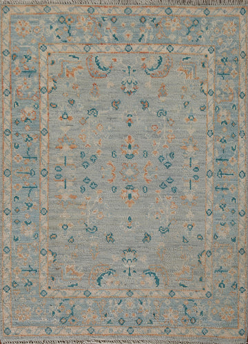 Floral Oushak Vegetable Dye Wool Rug 3x4