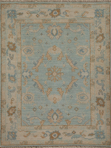 Vegetable Dye Oushak Turkish Accent Rug 3x4