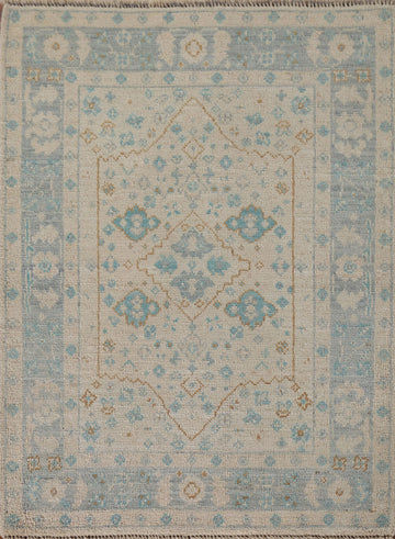 Vegetable Dye Oushak Turkish Foyer Rug 3x4