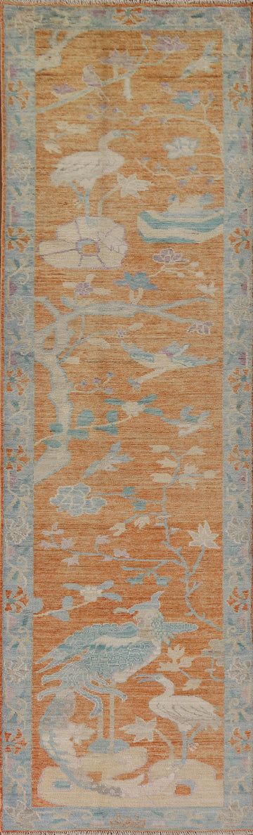 Vegetable Dye Art Deco Chinese Runner Rug 3x12