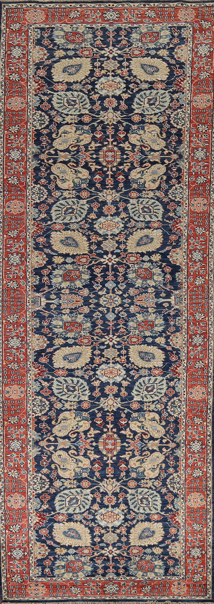 All-Over Blue Floral Sultanabad Ziegler Runner Rug 3x12