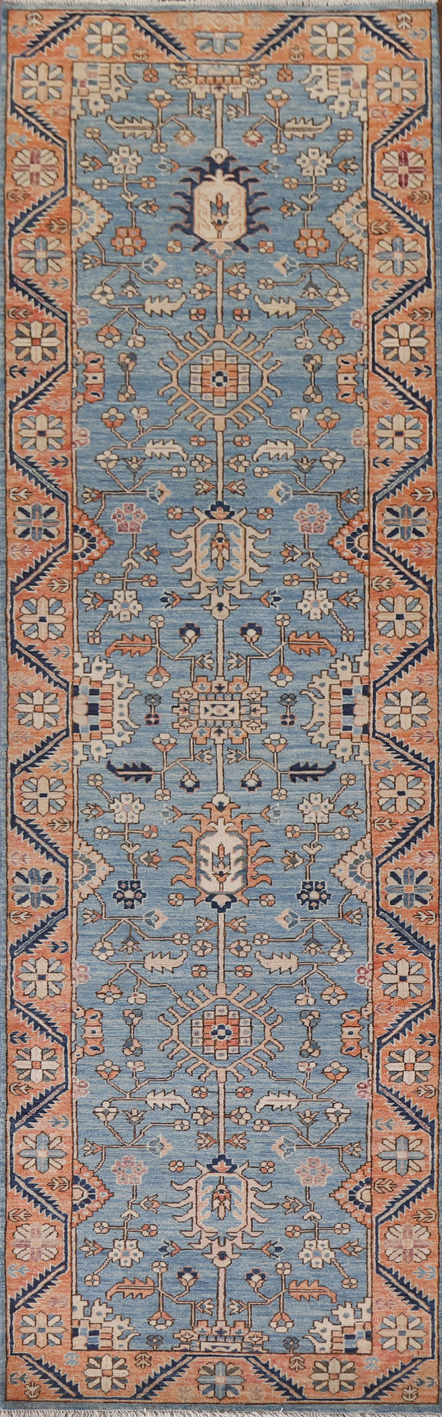 Light Blue Sultanabad Ziegler Vegetable Dye Runner Rug 3x12