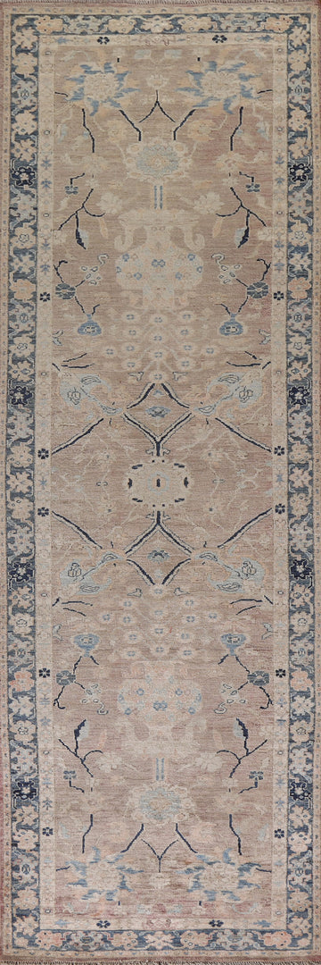 Vegetable Dye Oushak Turkish Runner Rug 3x11