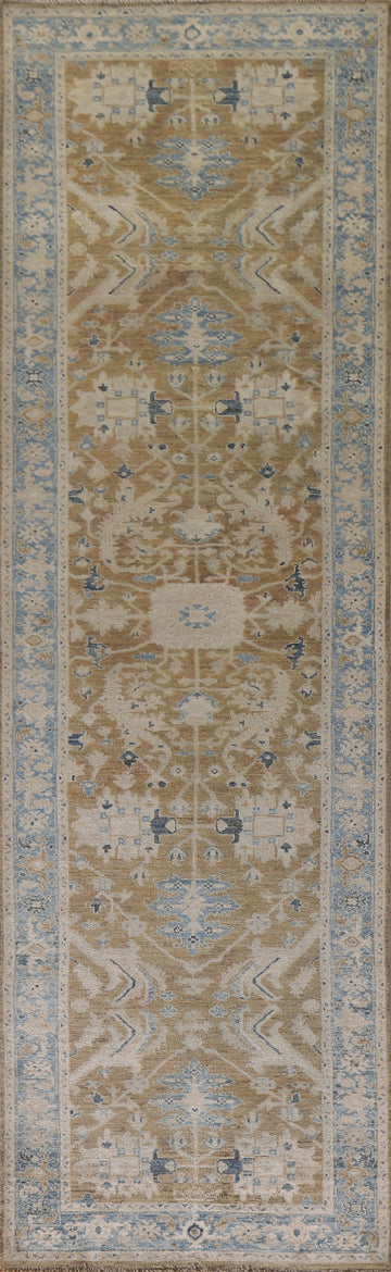 Vegetable Dye Oushak Turkish Runner Rug 3x12