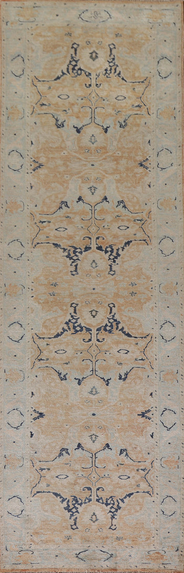 Vegetable Dye Oushak Turkish Runner Rug 3x11