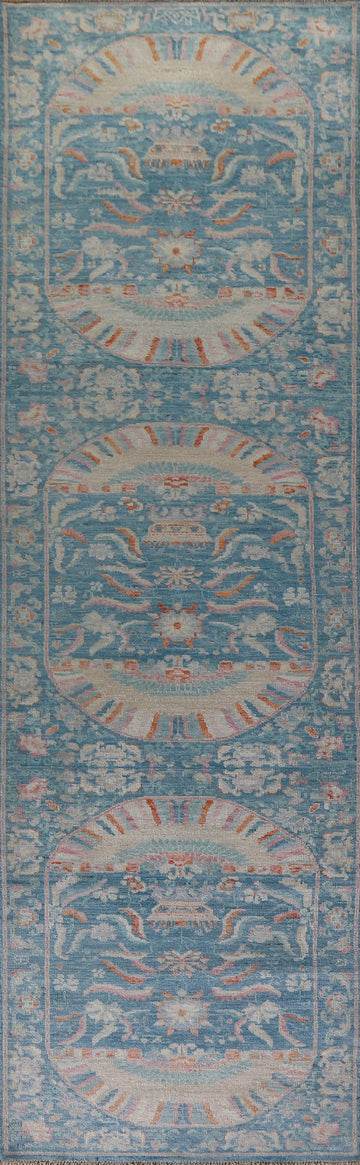 Vegetable Dye Art Deco Chinese Runner Rug 3x12