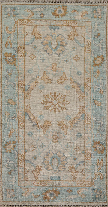 Vegetable Dye Oushak Turkish Accent Rug 2x4