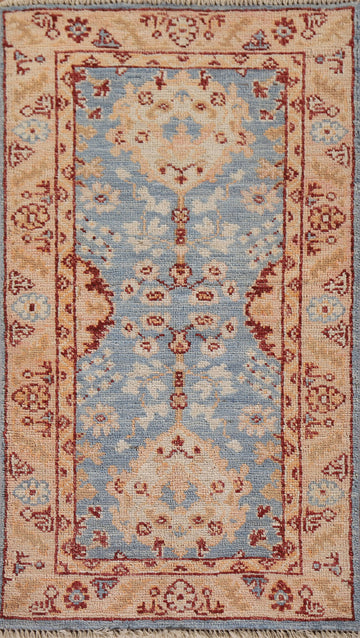 Blue Oushak Vegetable Dye Oriental Foyer Rug 2x4