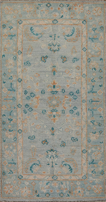 Blue Oushak Oriental Vegetable Dye Accent Rug 2x4
