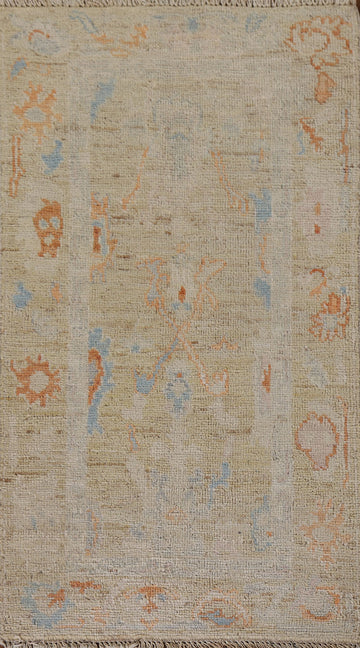 Vegetable Dye Oushak Turkish Accent Rug 2x4
