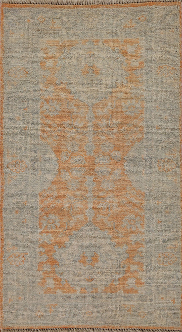 Orange Oushak Vegetable Dye Turkish Rug 2x4