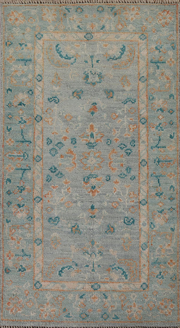 Vegetable Dye Wool Oushak Turkish Accent Rug 2x4