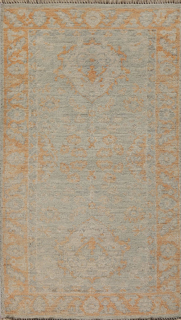 Muted Oushak Vegetable Dye Turkish Rug 2x4