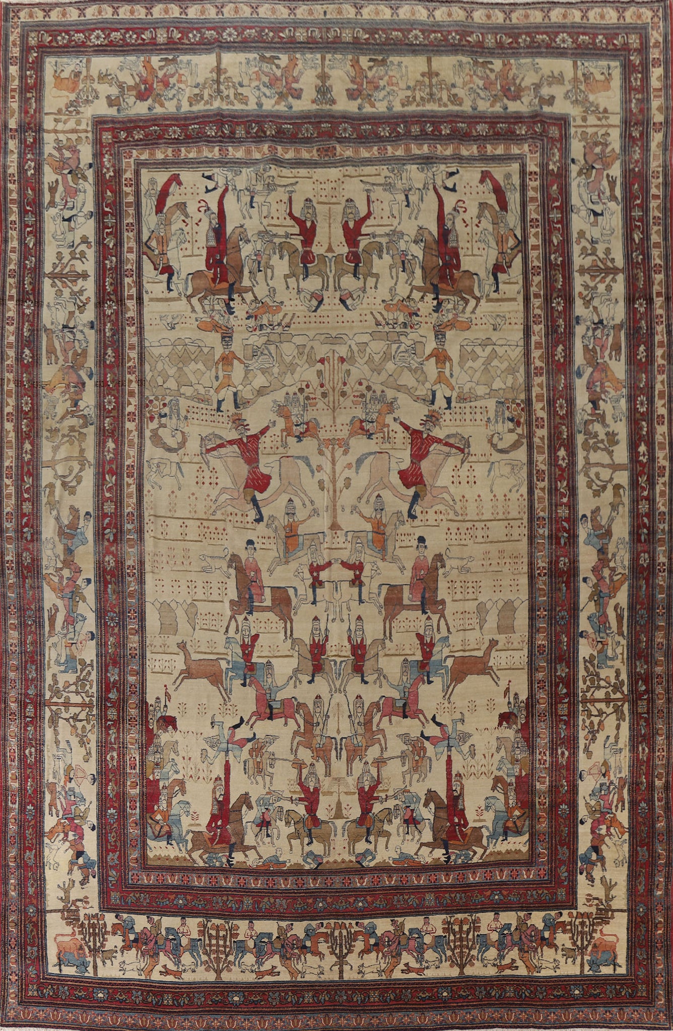Pre-1900 Antique Kerman Lavar Large Persian Area Rug 10x14