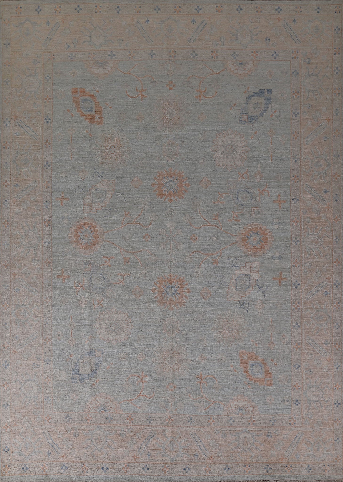 Vegetable Dye Oushak Turkish Area Rug 9x12