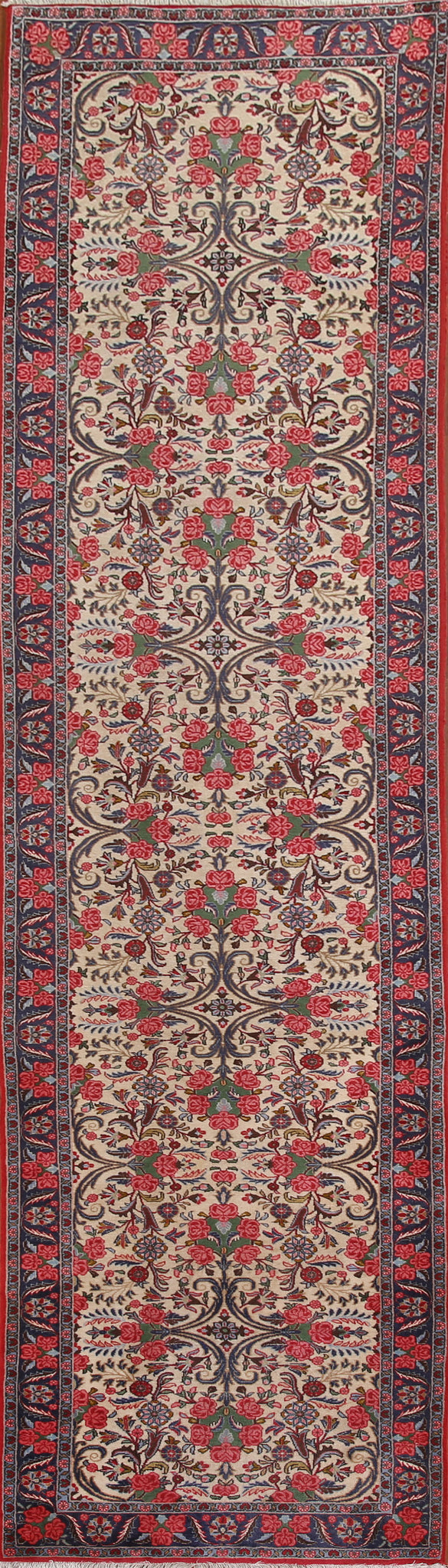 Vegetable Dye Floral Bidjar Persian Runner Rug 3x13