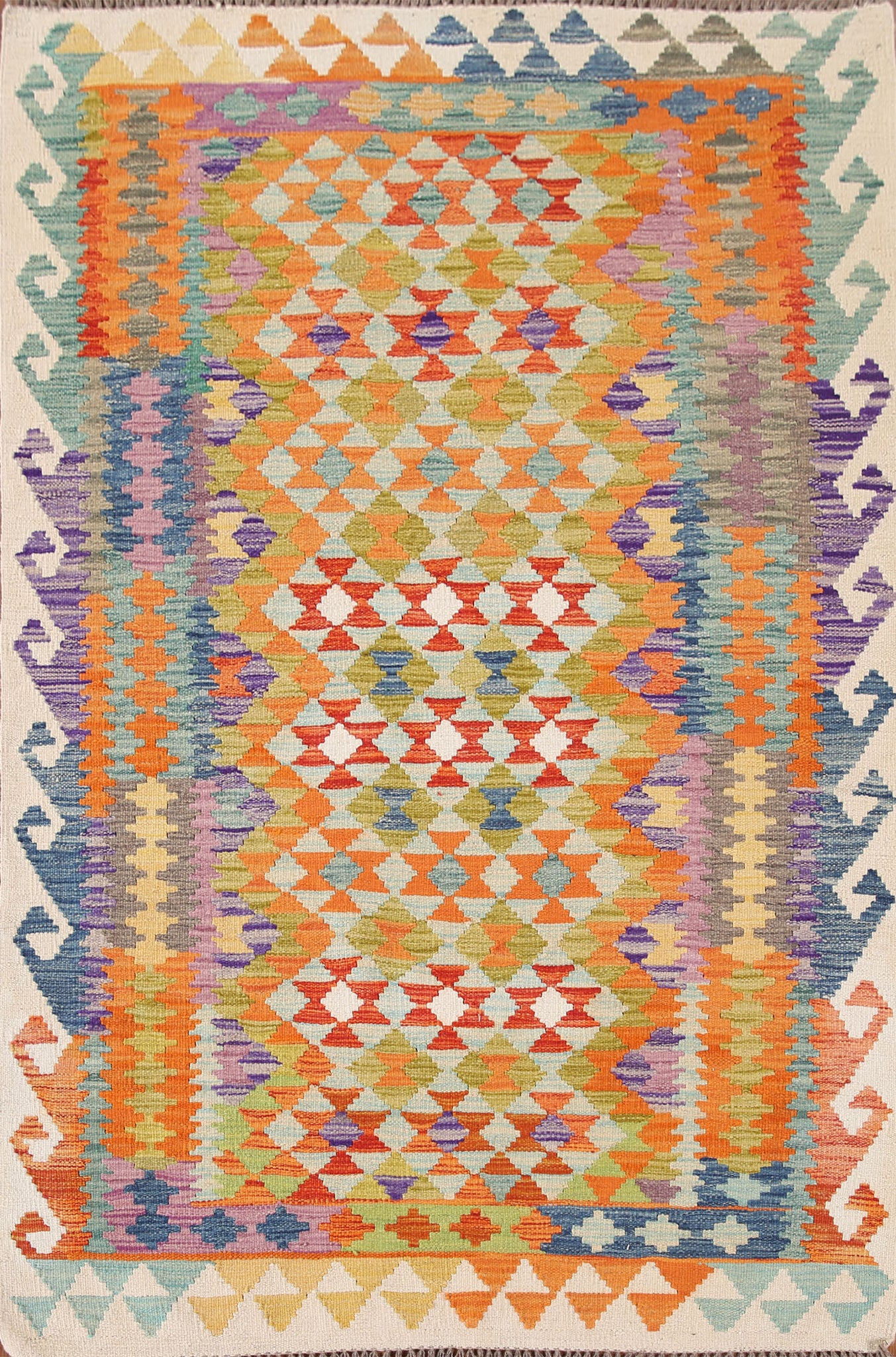 Multicolor Wool Kilim Oriental Rug 4x6