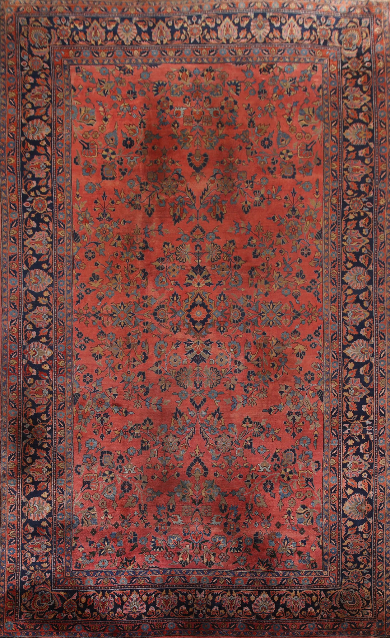 Pre-1900 Antique Kashan Vegetable Dye Persian Rug 11x17