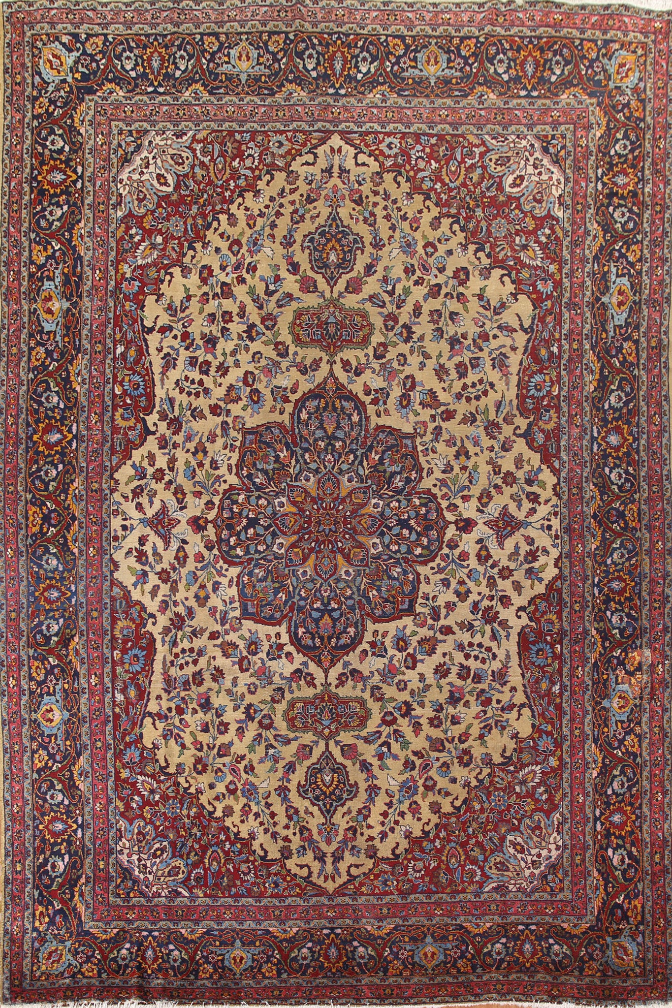 Pre-1900 Antique Tabriz Vegetable Dye Persian Rug 11x16