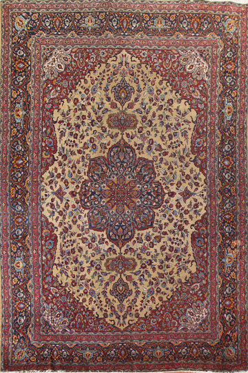 Pre-1900 Antique Tabriz Vegetable Dye Persian Rug 11x16