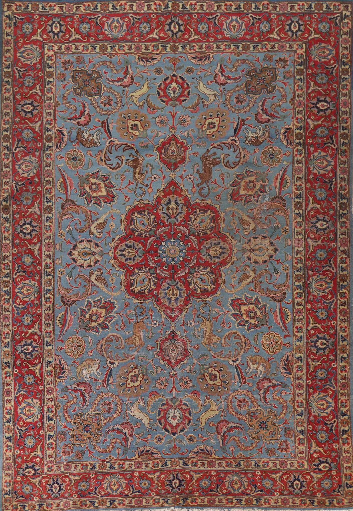 Antique Vegetable Dye Tabriz Persian Area Rug 8x12