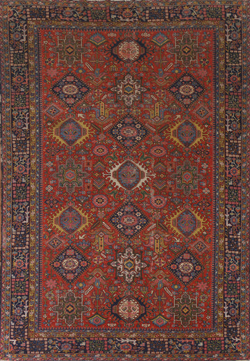 Pre-1900 Antique Gharajeh Vegetable Dye Persian Area Rug 8x11