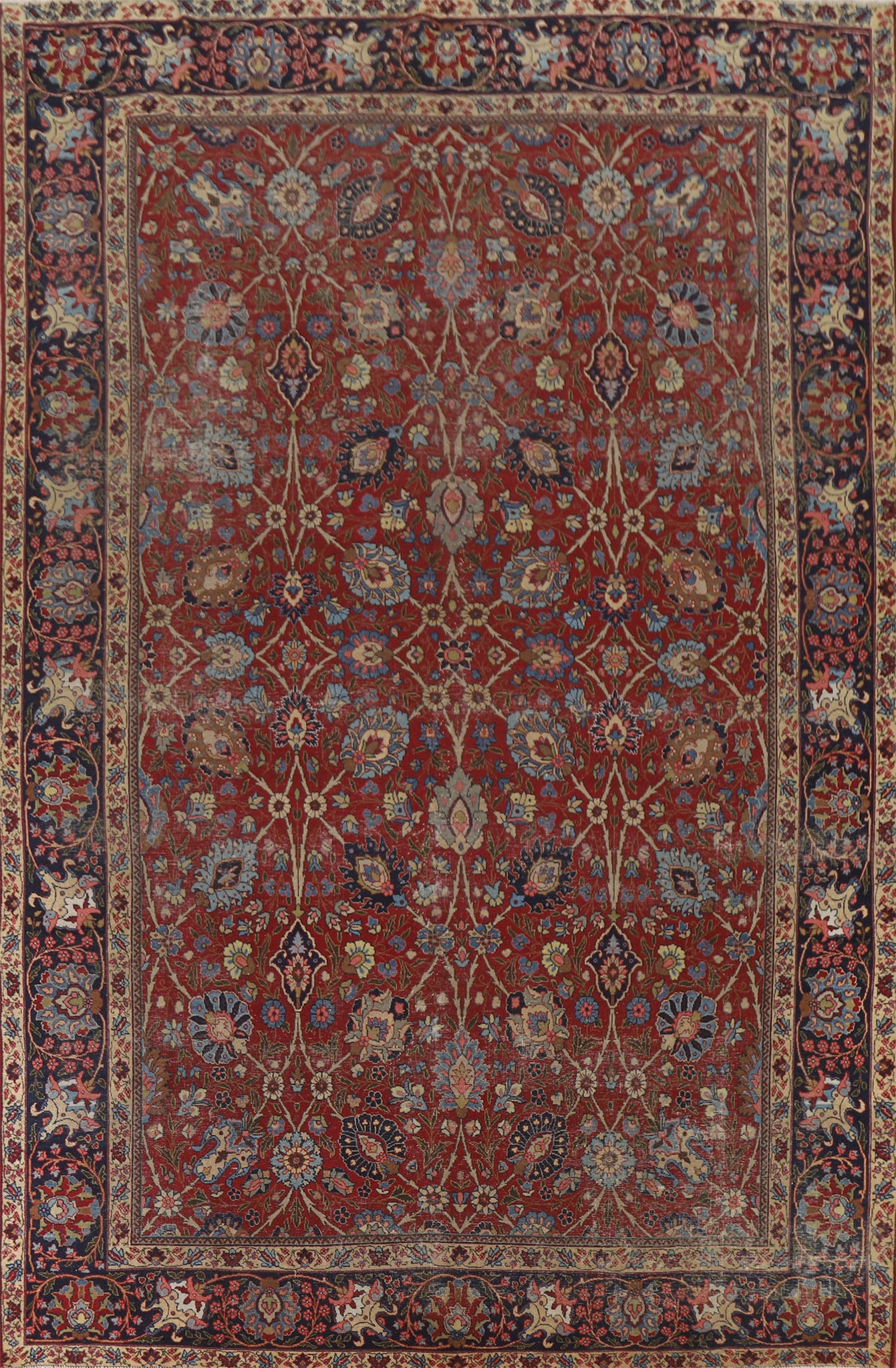 Pre-1900 Antique Vegetable Dye Tabriz Persian Area Rug 8x12