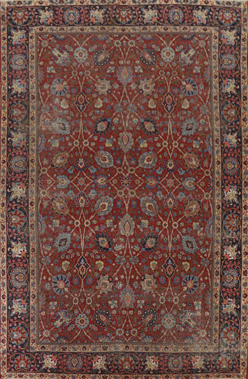 Pre-1900 Antique Vegetable Dye Tabriz Persian Area Rug 8x12