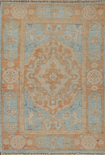 Turquoise Blue Oushak Vegetable Dye Rug 2x3