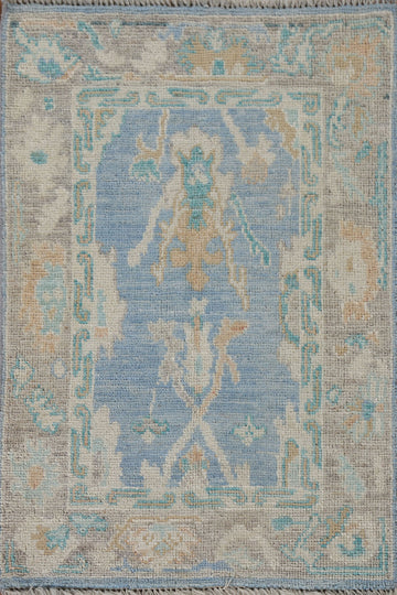 Blue Oushak Vegetable Dye Accent Rug 2x3