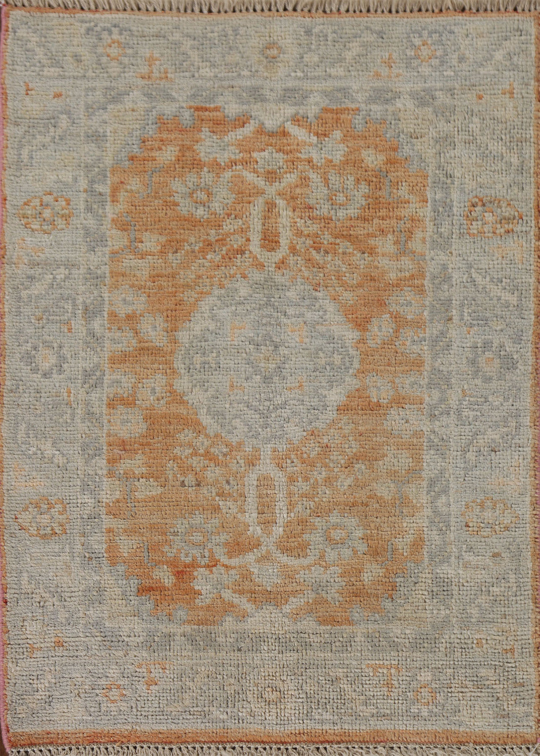 Orange Wool Oushak Vegetable Dye Accent Rug 2x3
