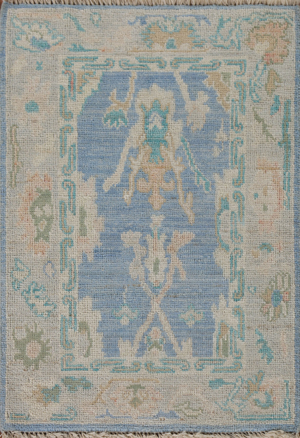 Turkish Oushak Vegetable Dye Accent Rug 2x3