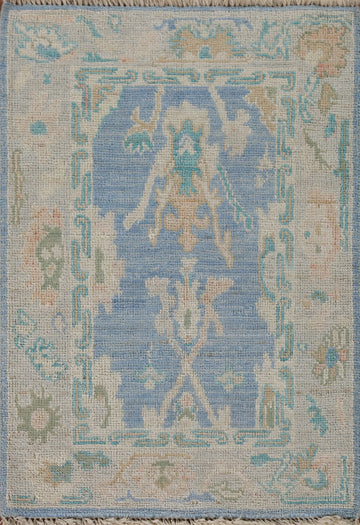Turkish Oushak Vegetable Dye Accent Rug 2x3