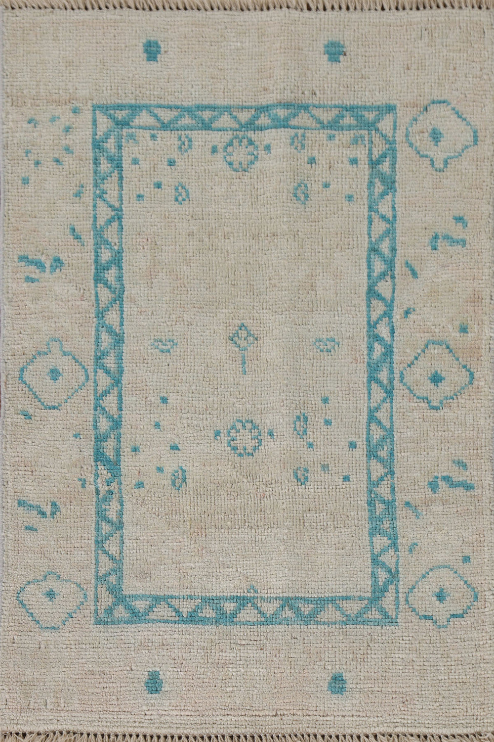 Vegetable Dye Oushak Foyer Turkish Rug 2x3