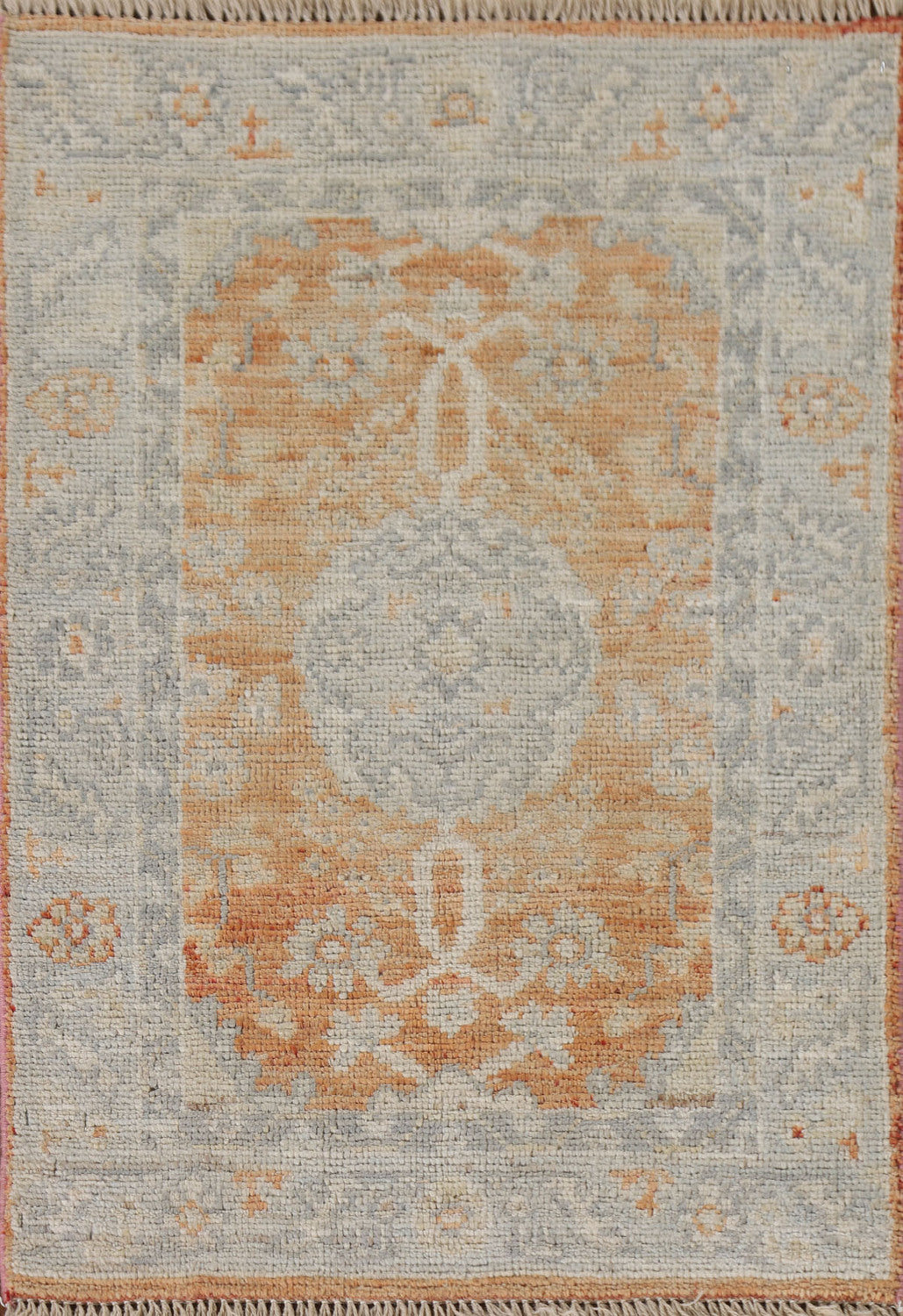 Orange Wool Oushak Vegetable Dye Accent Rug 2x3