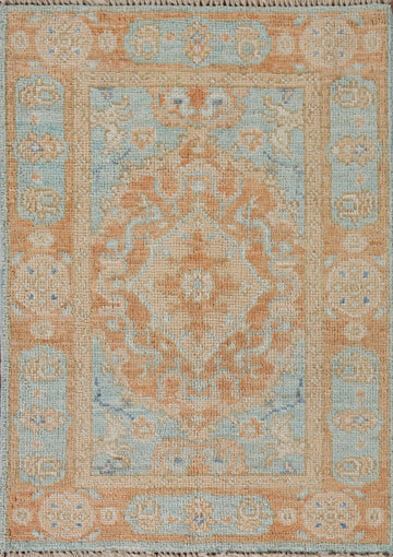 Vegetable Dye Oushak Accent Turkish Rug 2x3