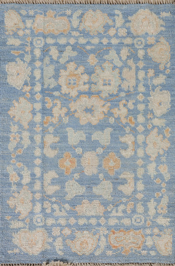 Vegetable Dye Blue Oushak Oriental Rug 2x3