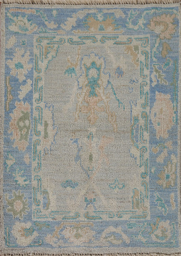 Vegetable Dye Oushak Accent Turkish Rug 2x3