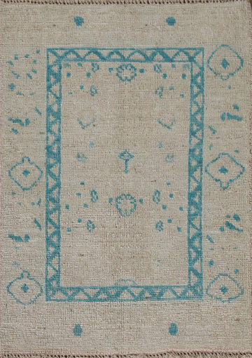 Vegetable Dye Oushak Turkish Wool Rug 2x3