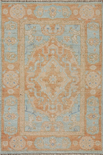 Vegetable Dye Oushak Accent Turkish Rug 2x3