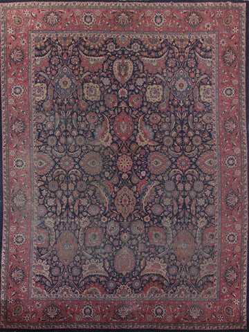 Pre-1900 Antique Vegetable Dye Tabriz Persian Rug 10x15