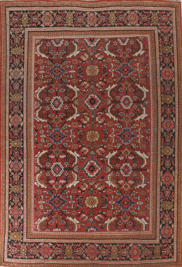 Pre-1900 Antique Mahal Vegetable Dye Persian Area Rug 9x12