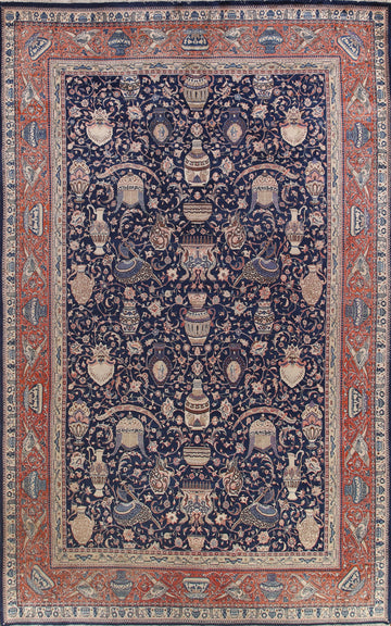 Navy Blue Kashmar Large Persian Rug 10x16