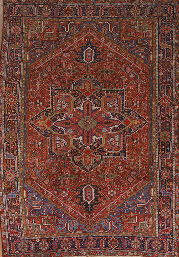 Antique Heriz Serapi Vegetable Dye Persian Rug 8x11