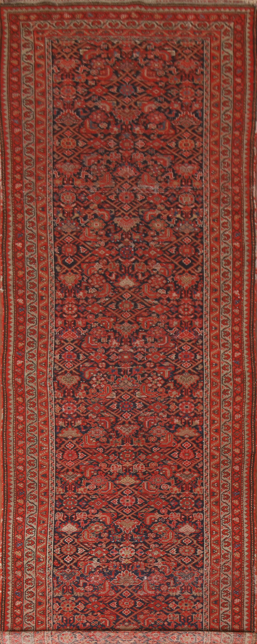 Pre-1900 Vegetable Dye Malayer Persian Runner Rug 4x14