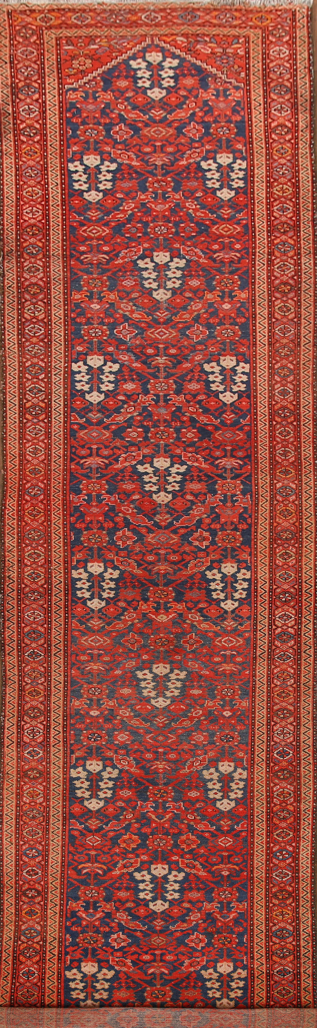 Pre-1900 Vegetable Dye Bakhtiari Persian Runner Rug 3x17