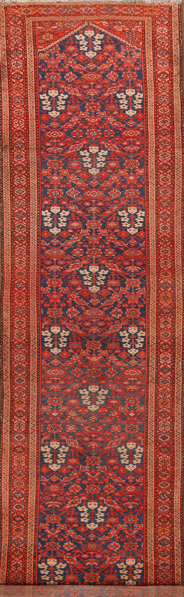 Pre-1900 Vegetable Dye Bakhtiari Persian Runner Rug 3x17